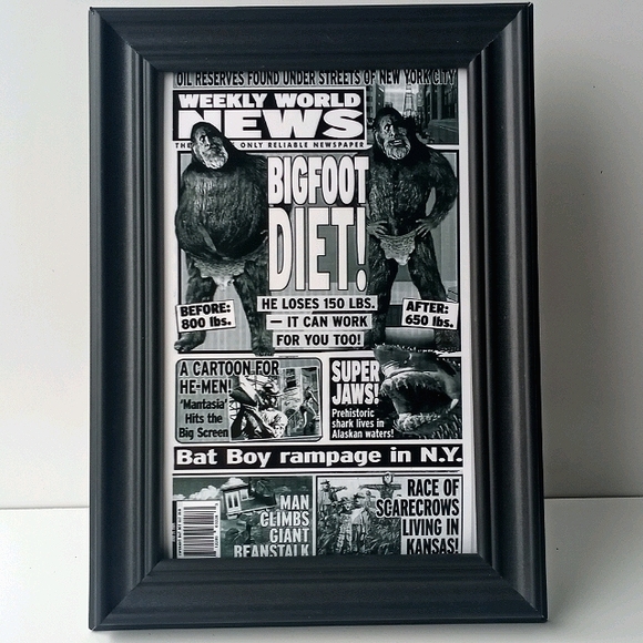 Vintage Bigfoot 90s Weekly World Paranormal Oddity Frame Photo Print Unusual - Picture 6 of 7